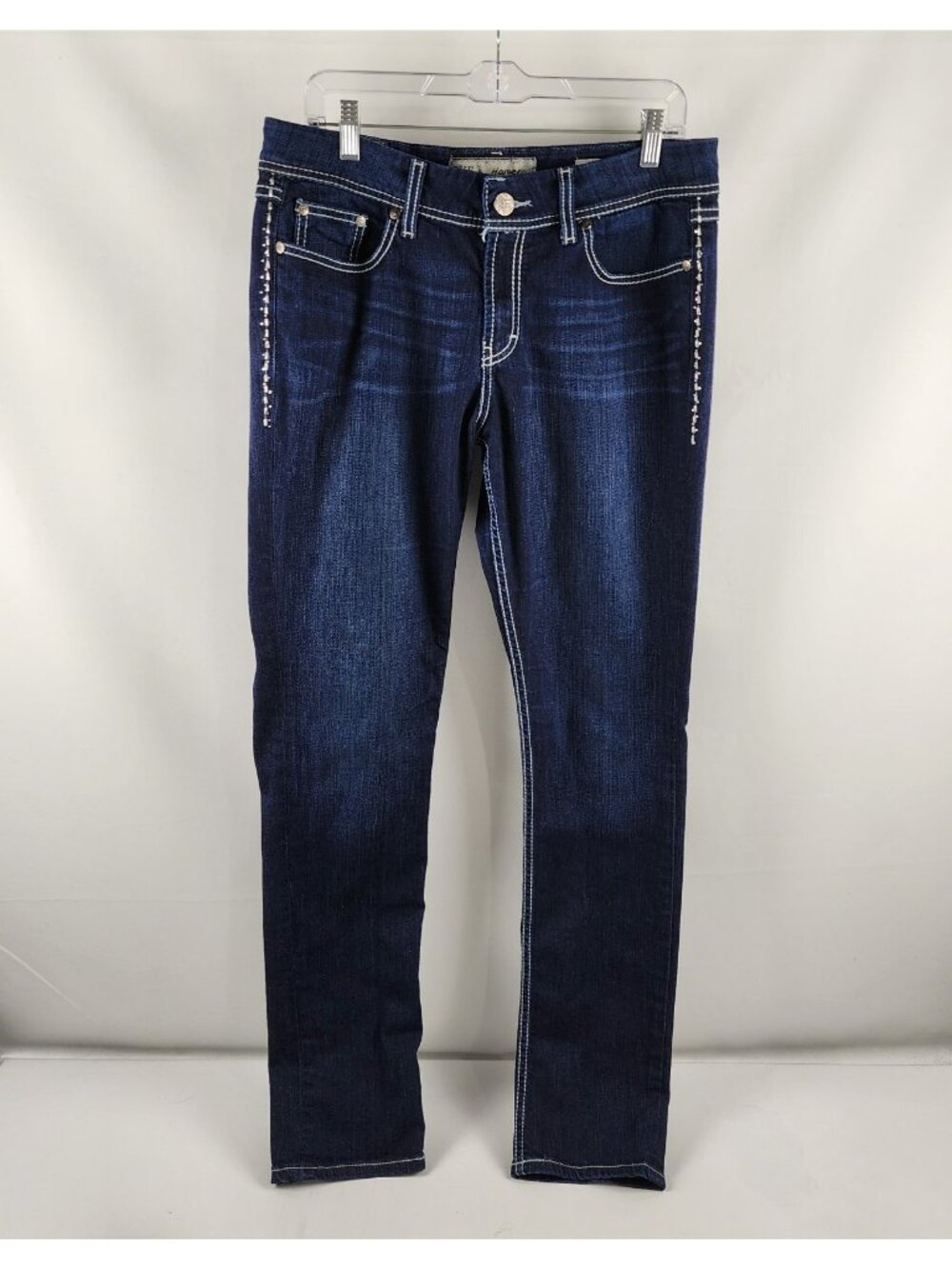 BKE Jeans Womens 31L Blue Harper Skinny Dark Wash Denim (31x33)